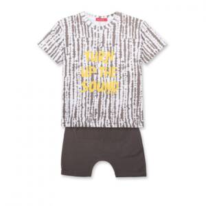 4118 Σετ βερμούδα ,μπλουζάκι all over print ,βερμούδα με μεγάλη τσέπη μπροστά, παιδικό αγόρι