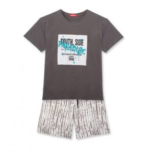 4179 Σετ βερμούδα ,εφηβικό αγόρι, με στάμπα στο μπλουζάκι και κορδόνι στη βερμούδα.