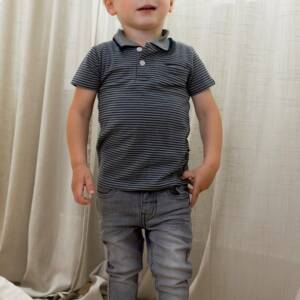 T46698-35 Παντελόνι τζιν μαύρο ξεβαμένο ,slim fit ,βρεφικό αγόρι