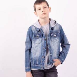 242714 Μπουφάν τζιν με κουκούλα , αγόρι εφηβικό
