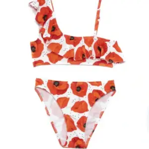 S4-101-122 Μαγιό μπικίνι, "παπαρούνες", κορίτσι εφηβικό