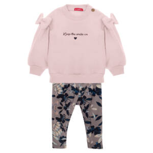 4471 Σετ κολάν βελουτέ ,all over print, και φιόγκους στον ώμο.