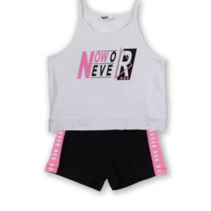 22825 Σετ σορτσάκι με αμάνικο crop μπλουζάκι