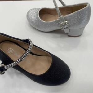 A1028 Παιδική μπαλαρίνα με τακούνι και μπαρέτα με στράς