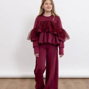 A18122 Σετ τοπ μπλουζάκι με τούλι και παντελόνα , alice