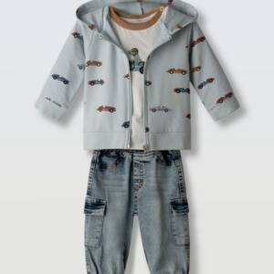 254619 Βρεφικό σετ παντελόνι τζιν με ζακέτα, Hashtag