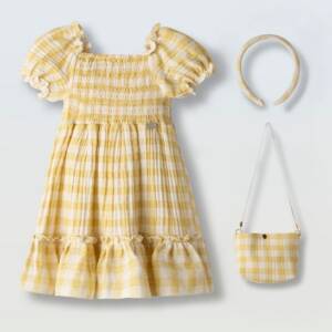 266211 Παιδικό φόρεμα ebita, γκοφρέ με τσαντάκι
