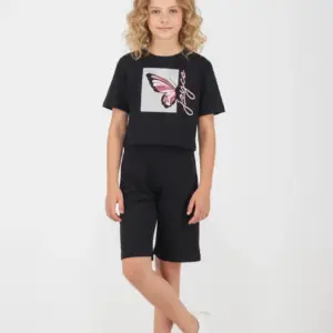 2613137 Παιδικό σετ σόρτς φαρδύ, με τύπωμα στο μπλουζάκι, joyce