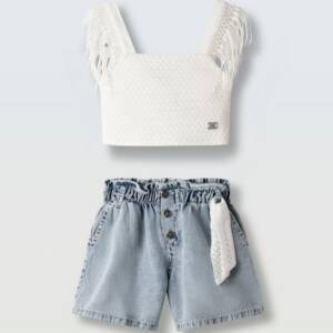 266022 Παιδικό σετ σόρτς τζιν με τοπάκι, ebita