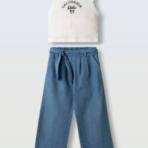 266025 Παιδικό σετ παντελόνα τζιν με αμάνικο μπλουζάκι, ebita