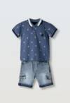 266605 Βρεφικό σετ τζιν βερμούδα με πόλο μπλουζάκι, hashtag