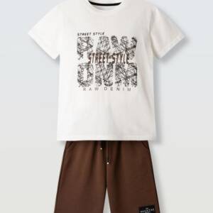 266700 Παιδικό σετ βερμούδα με τύπωμα στο μπλουζάκι, hashtag