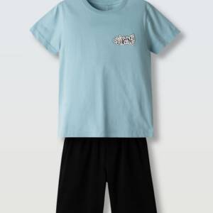 266712 Παιδικό σετ βερμούδα με στάμπα στην πλάτη ,  hashtag