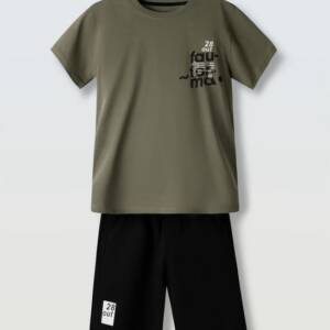 266713 Παιδικό σετ βερμούδα με στάμπα στην πλάτη,  hashtag