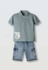 266803 Παιδικό σετ τζιν βερμούδα με πόλο μπλουζάκι, hashtag