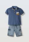 266804 Παιδικό σετ τζιν βερμούδα με πόλο μπλουζάκι, hashtag