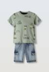 266805 Παιδικό σετ τζιν βερμούδα με στάμπα, hashtag