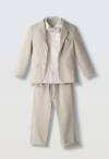 266810 Παιδικό λινό σετ παντελόνι, σακάκι και πουκάμισο, 3τμχ, hashtag
