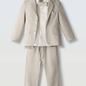 266810 Παιδικό λινό σετ παντελόνι, σακάκι και πουκάμισο, 3τμχ, hashtag