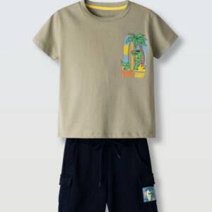 266836 Παιδικό σετ βερμούδα ,με στάμπα, hashtag