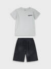 13-226072-0 Παιδικό σετ βερμούδα (φυστικί χρώμα)  με τύπωμα στο μπλουζάκι, energiers
