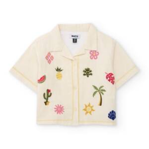 21108599 Παιδικό λινό πουκάμισο με κεντημένες λεπτομέρειες, nath