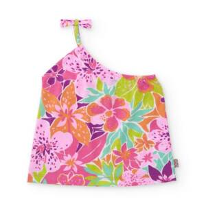 21108885 Παιδικό σετ σόρτς με floral ασύμμετρο μπλουζάκι, nath