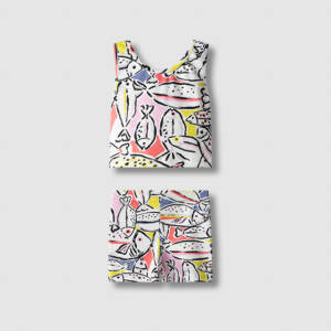 25226 Παιδικό σετ σόρτς με αμάνικο crop μπλουζάκι nek