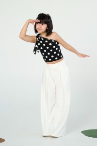 26-0441 Παιδικό μπλουζάκι, με ένα ώμο, πουά, melin rose