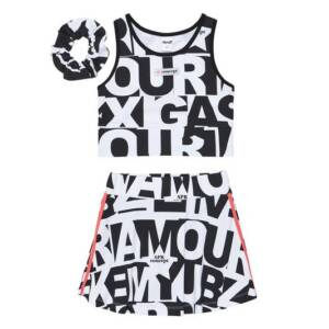 261-4028 Παιδικό σετ σόρτς-φούστα με αμάνικο crop μπλουζάκι, sprint