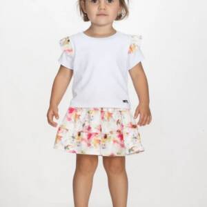 2611152 Παιδικό σετ φούστα εμπριμέ, με λεπτομέρεια στο μανίκι, joyce