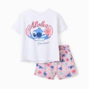 602-26005 Παιδικό σετ σόρτς μακό zippy, με τύπωμα stitch, για κορίτσια