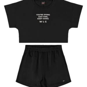 32034 Παιδικό σετ σόρτς με κοντομάνικο crop μπλουζάκι, gloss