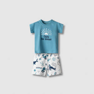 52126 Βρεφικό σετ βερμούδα με τύπωμα στο μπλουζάκι, nek