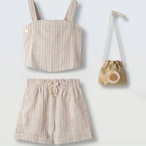 266050 Παιδικό σετ σόρτς φαρδύ , με τοπάκι, και ασορτί τσάντα ,ebita