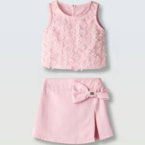 266060 Παιδικό σετ σόρτς φούστα με  crop  μπλουζάκι με τούλι, ebita