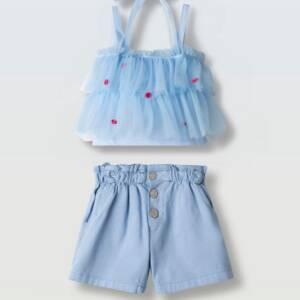 266216 Παιδικό σετ σόρτς τζιν, με τούλι στο τοπάκι, ebita