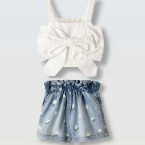 266220 Παιδικό σετ σόρτς τζιν με crop μπλουζάκι, ebita