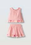 266274 Παιδικό λινό σετ σόρτς με κεντημένες λεπτομέρειες, ebita