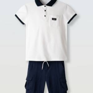 266726 Παιδικό σετ βερμούδα τζιν με πόλο μπλουζάκι, hashtag
