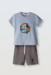 266829 Παιδικό σετ βερμούδα μακό, με τύπωμα στο μπλουζάκι, hashtag