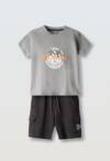 266834 Παιδικό σετ βερμούδα μακό, με τύπωμα στο μπλουζάκι, hashtag