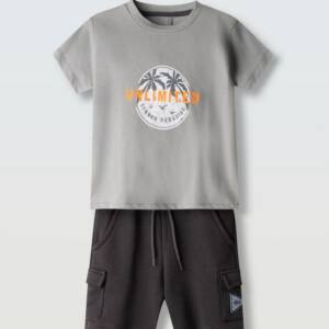 266834 Παιδικό σετ βερμούδα μακό, με τύπωμα στο μπλουζάκι, hashtag