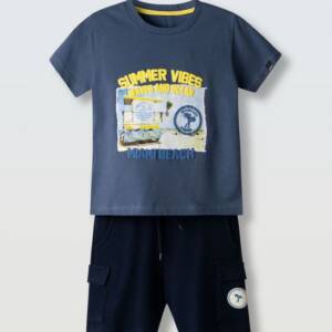 266840 Παιδικό σετ βερμούδα μακό, με τύπωμα στο μπλουζάκι, hashtag