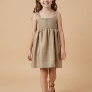 BB3605 Παιδικό λινό φόρεμα με φιλέ στο μπούστο, genius