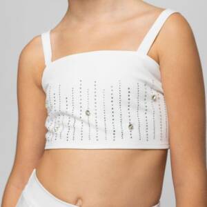 GNS908 Παιδικό τόπ μπλουζάκι με στράς, genius (εκρού χρώμα)