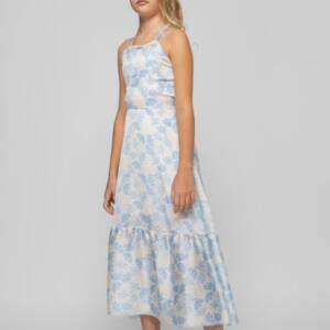 GNS953 Παιδικό φόρεμα εμπριμέ ( ρόζ χρώμα ) με βολάν, genius