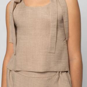 GNS942 Παιδικό λινό μπλουζάκι αμάνικο ,με λεπτομέρεια στην πλάτη, genius