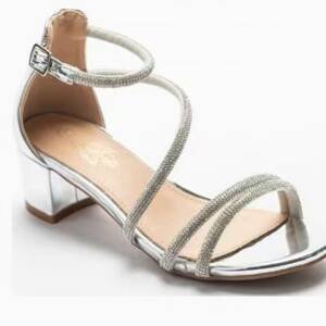 E4828-L Παιδικό πέδιλο με τακούνι, και στράς στα λουράκια