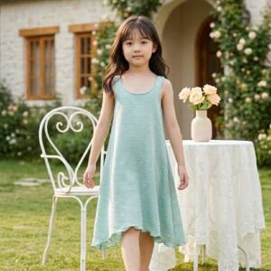 GNS944 Παιδικό φόρεμα λινό με άνοιγμα στην πλάτη, genius